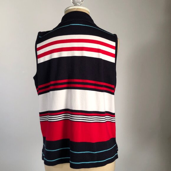 Liz Villager Sport Womens Patriotic Top M Sleeveless Collared - Picture 6 of 8